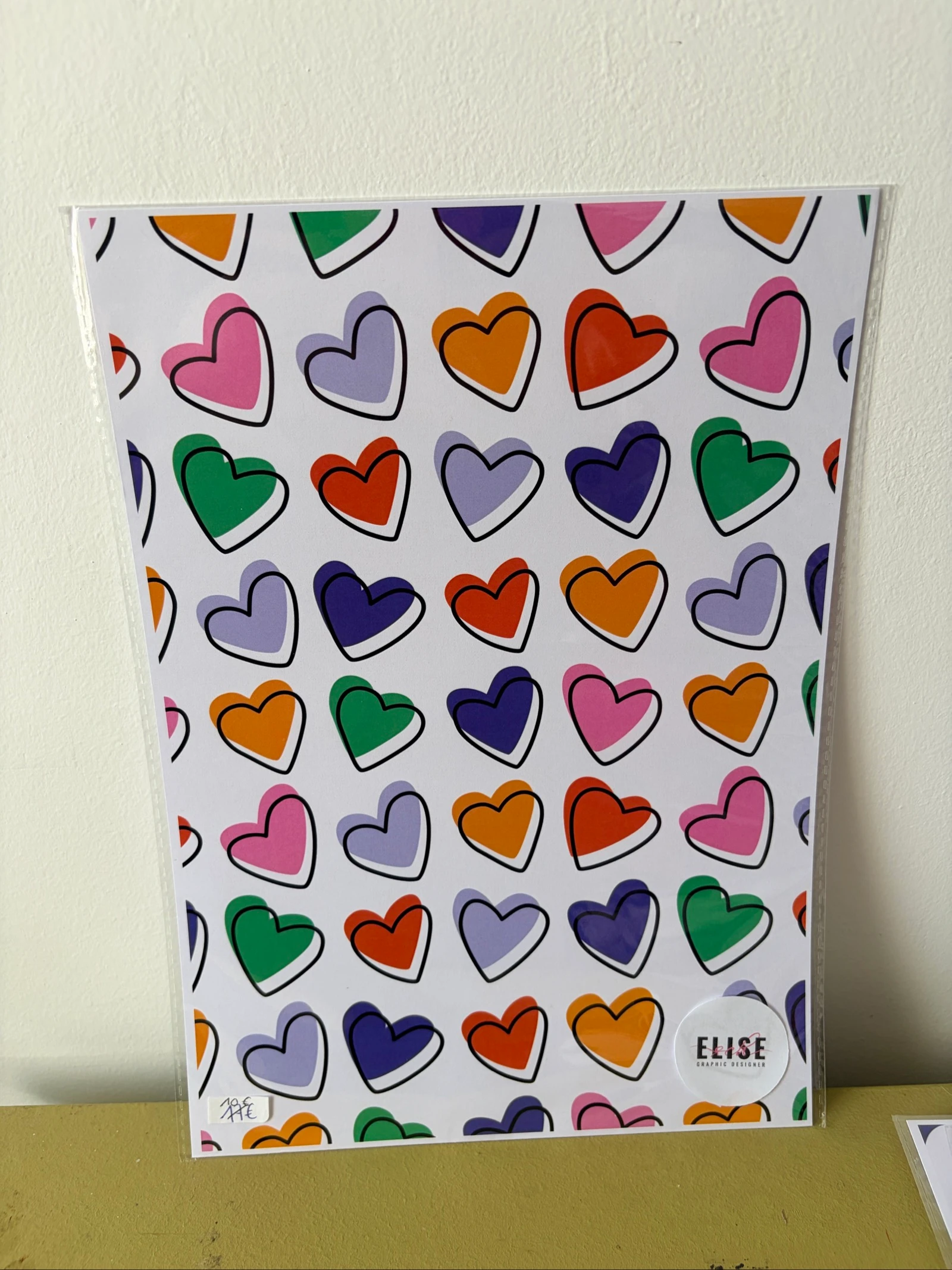 Affiche cœurs colorés – Format A4 💜🧡💚